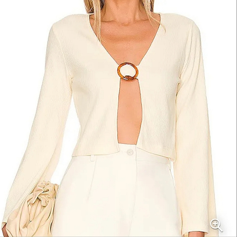 NWT REVOLVE x Callahan Knitwear Vera Bohemian Style Top in cream/ ivory